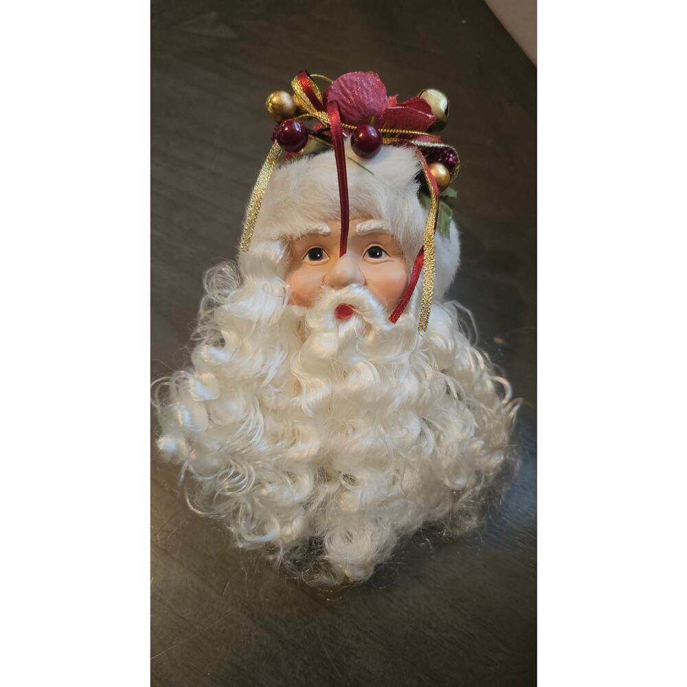 Vintage Christmas Santa Claus Head Ornament Decoration Hanging Ornament 10.5 in